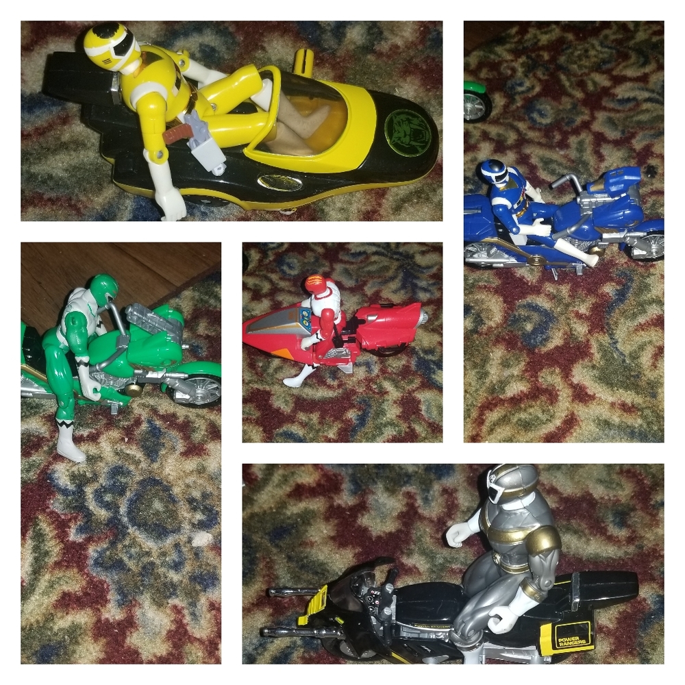 Euc lot of 5 power rangers w/ bikes